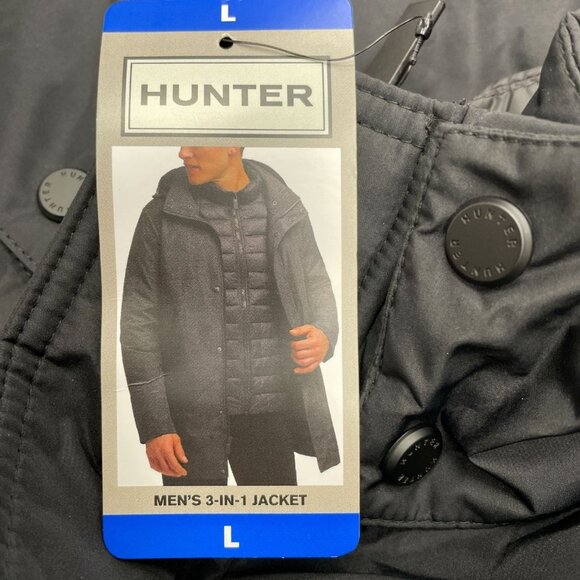 NEW Hunter Mens 3-In-1 Jacket Black Large Polyester Waterproof Vest Lined Jck161 - Picture 5 of 8